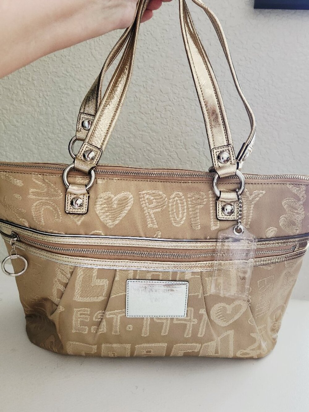 Coach Poppy Story Patch Glam Tote Bag Purse